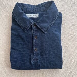 Lucky Brand Long Sleeve Button Down 100 % Cotton Navy Blue Men's Large 7M62903